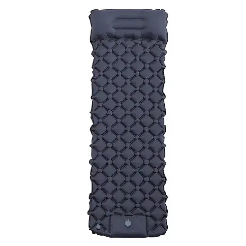 Надувной туристический матрас RIAS Sleeping Pad с подушкой м встроенным насосом 190х60см Black
