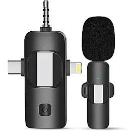 Беспроводная петличка Savetek P29 3в1 Lightning+Type-C+miniJack Чорний (1213)