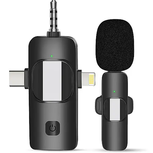 Беспроводная петличка Savetek P29 3в1 Lightning+Type-C+miniJack Чорний (1213)
