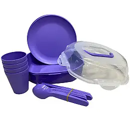 Набір для пікніка на 4 особи 21 предмет Ucsan Plastik M-761 фіолетовий