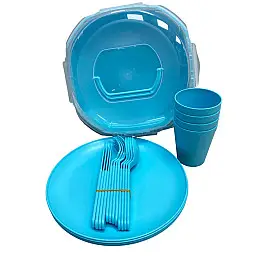 Набір для пікніка на 4 особи 21 предмет Ucsan Plastik M-761 блакитний