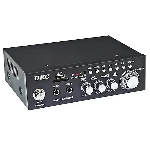 Усилювач звуку UKC AK-688BT Bluetooth Караоке 2-канальний 2x30W Чорний
