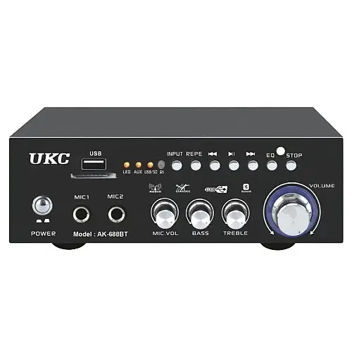 Усилювач звуку UKC AK-688BT Bluetooth Караоке 2-канальний 2x30W Чорний