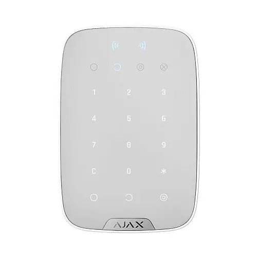 Бездротова сенсорна клавіатура Ajax Keypad Plus white з считывальником карт Pass та брелоків Tag
