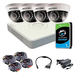 Комплект відеонагляду Hikvision HD-TVI 4IN 2MP + HDD