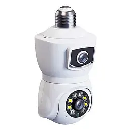 IP камера відеонагляду в патрон RIAS V380-E27 (v380 APP) Wi-Fi 2 об'єктива 2MP+2MP Білий