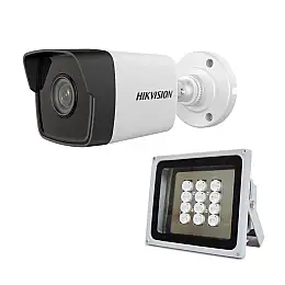 Комплект IP-відеокамера 2 Мп Hikvision DS-2CD1021-I(F) 2.8 мм та ІК-прожектор Lightwell LW12-100IR60-220
