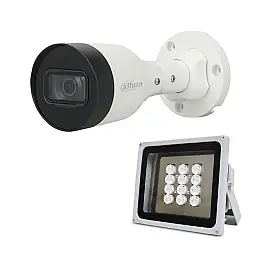 Комплект IP-відеокамера 4 Мп Dahua DH-IPC-HFW1431S1P-S4 2.8 мм та ІК-прожектор Lightwell LW12-140IR45-220