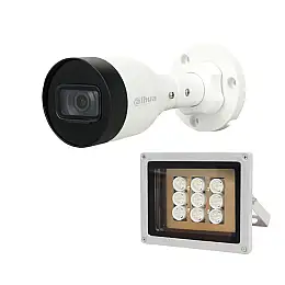 Комплект IP-відеокамера 2 Мп Dahua DH-IPC-HFW1230S1-S5 2.8 мм та ІК-прожектор Lightwell LW9-100IR45-220