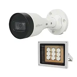 Комплект IP-відеокамера 4 Мп Dahua DH-IPC-HFW1431S1P-S4 2.8 мм та ІК-прожектор Lightwell LW9-100IR45-220
