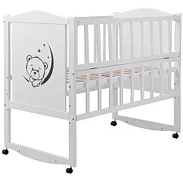 Кровать Babyroom Тедди T-01 фигурное быльце, откидной бок, колеса Белый (hub_x74q1c)