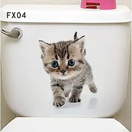Наклейка 3D UKC в туалет Котик KH-14 20x30 см