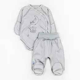 Набір у роддом боді та повзуни Dexter’s bunny on the moon 62 см Сірий