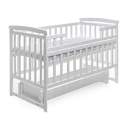 Кроватка деревянная без ящика Наталка Трансформер 120 х 60 см White (149618)