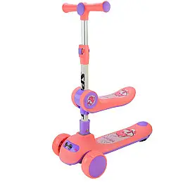 Самокат детский 3-х колесный Bambi SC2422 3в1 светящиеся колеса розовый