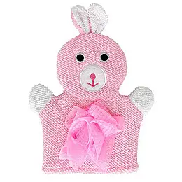 Мочалка-перчатка для купания малышей Mega Zayka MGZ-0911 (Pink) Зайка