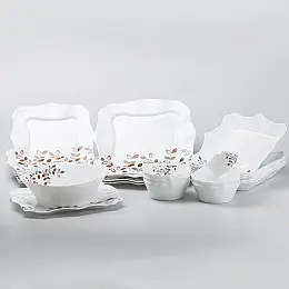Столовый сервиз на 6 персон керамический TS Kitchen Leaf белый (HP23405)