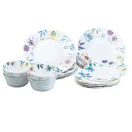 Столовый сервиз на 6 персон керамический TS Kitchen Meadow flowers белый (HP23408)