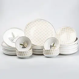 Столовый сервиз на 6 персон керамический TS Kitchen Rose белый (HP23414)