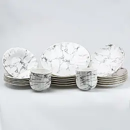 Столовый сервиз на 6 персон керамический TS Kitchen Marble белый (HP26472)