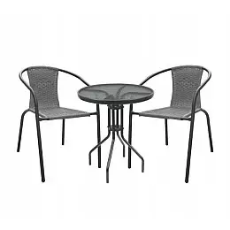 Садова меблі Chomik BISTRO стіл і 2 стільці Сірий (4216)