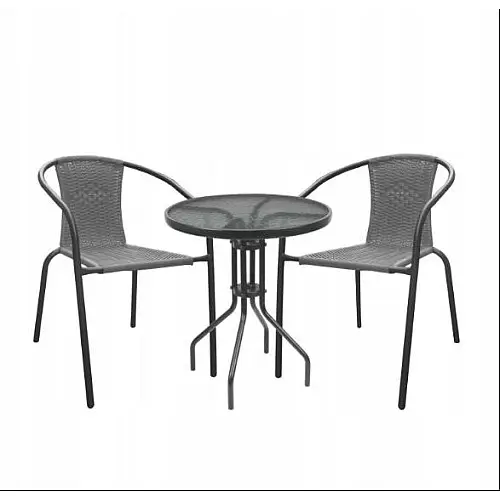 Садова меблі Chomik BISTRO стіл і 2 стільці Сірий (4216)