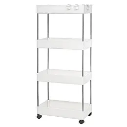 Етажерка підлогова на колесиках Stenson R93336 4 яруси 38x13x87 см Білий
