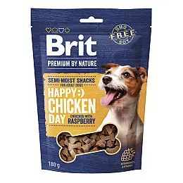 Лакомство для собак Brit Premium Semi-moist Snacks полувлажні з куркою та малиною 180 г (112279)