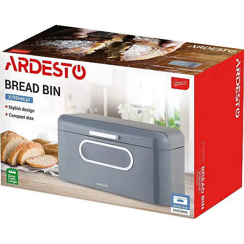 Хлебница металлическая серая 30*18*15 см Ardesto Gemini AR4230MG