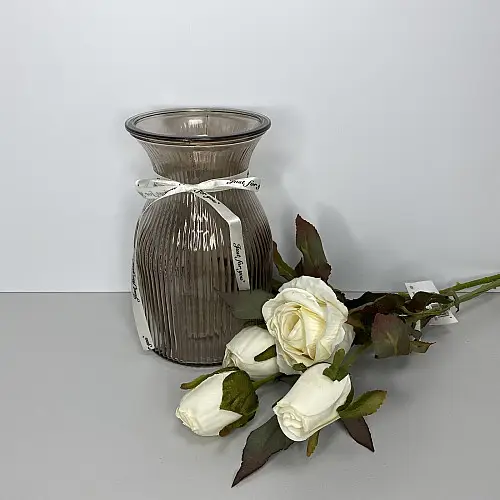 Ваза для квітів скляна 19,5 см Crystal 6841678 димчаста
