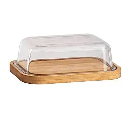 Масленка скляна на бамбуковій підставці 18,5*14*7 см Viva Bamboo LB-640