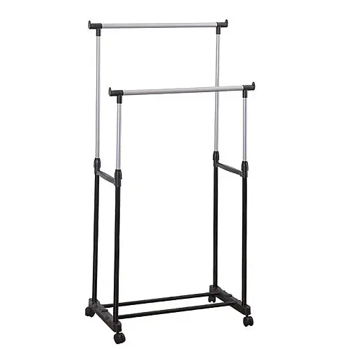 Телескопическая стойка-вешалка для одежды и обуви RIAS Mini Double Pole 140*70*30 см Black (3_04243)