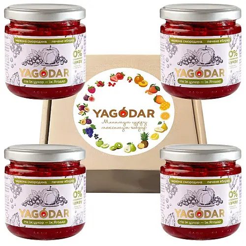 Джемы без цукру YAGODAR Печене яблуко Червона смородина 4 шт (2344975541)