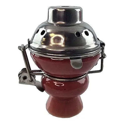 Чашка для кальяна керамічна з металевою кришкою No Brand 9х5,7 см Коричневий (DN36013)