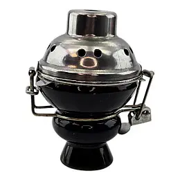 Чашка для кальяна керамічна з металевою кришкою No Brand 9х5,7 см Чорний (DN36179)