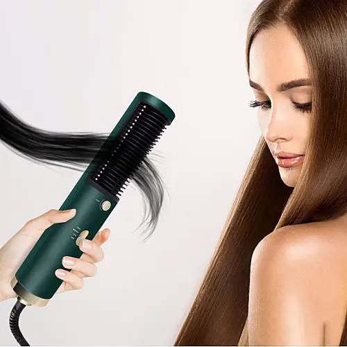 Фен-щітка-випрямляч UKC 2в1 HOT AIR BRUSH 800 Вт Зелений DL 95574