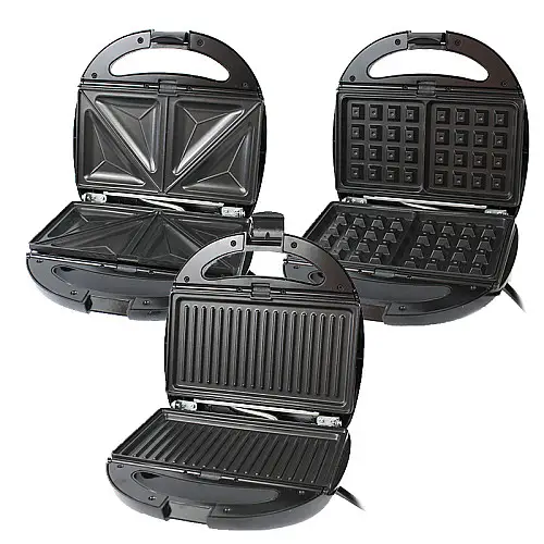 Вафельниця-Бутербродниця з знімними формами Royals Berg GT-779 1200W Чорний