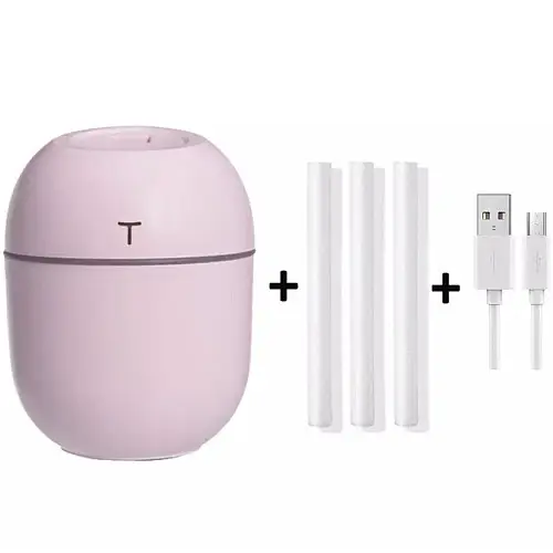 Ультразвуковий міні-увлажнювач повітря OEM HUMIDIFIER з дифузором USB 10х7х5 см 220 мл Рожевий (HT0002)