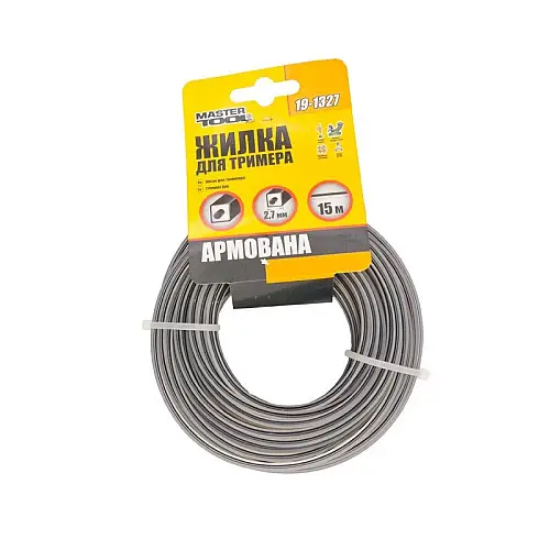 Леска для триммера MASTERTOOL армована 2.70 мм 15 м "квадрат" 19-1327