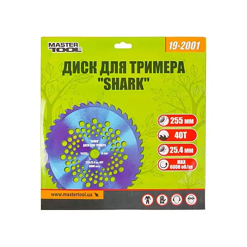 Диск для триммера MASTERTOOL "SHARK" 255х25.4х40Т с победитовой напайкой 19-2001