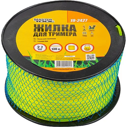 Леска для триммера MASTERTOOL 2.70 мм 138 м 1 кг "квадрат" 19-2427