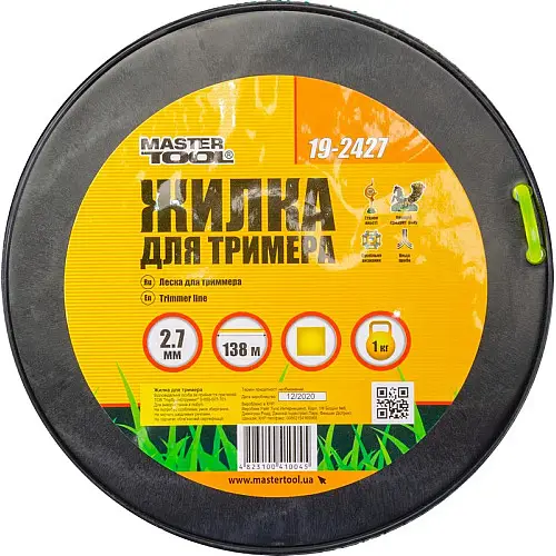 Леска для триммера MASTERTOOL 2.70 мм 138 м 1 кг "квадрат" 19-2427