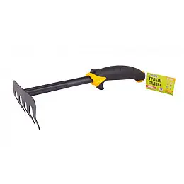 Граблі садові MASTERTOOL 5 зубів з пластиковою ручкою та TPR покриттям 300х95 мм 14-6174
