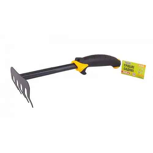 Граблі садові MASTERTOOL 5 зубів з пластиковою ручкою та TPR покриттям 300х95 мм 14-6174