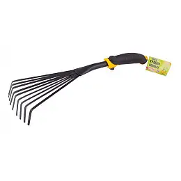 Граблі веерні MASTERTOOL 9 зубів з пластиковою ручкою та TPR покриттям 420х145 мм 14-6175