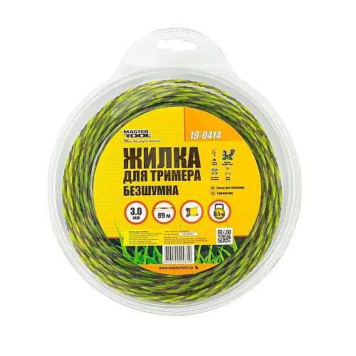 Леска для триммера MASTERTOOL GM Spiral square 3 мм 89 м (19-0414)