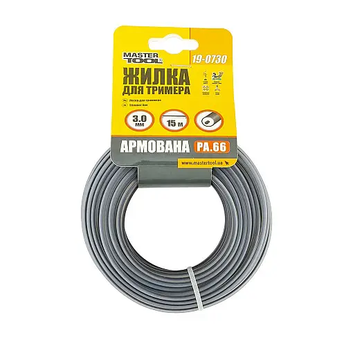 Леска для тримера MASTERTOOL GM круг армований 3 мм 15 м (19-0730)