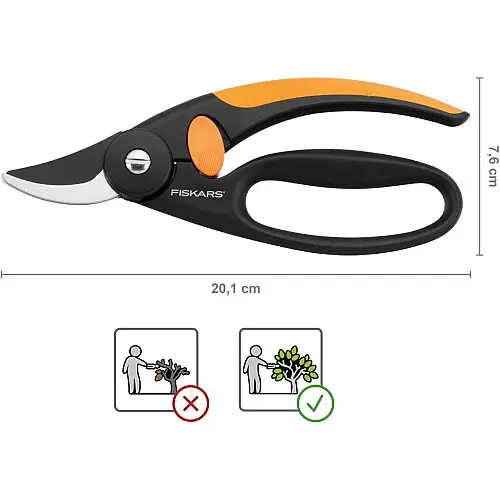 Плоскостний секатор Fiskars з петлею для пальців P44 111440 (1001534)