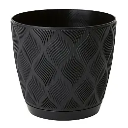 Горшок для цветов Flow-13 1,14 л черный с подставкой Form-Plastic