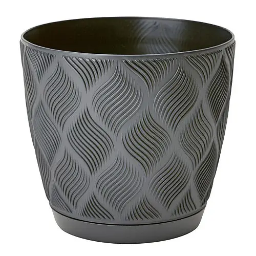 Горшок для цветов Flow-15 1,75 л антрацит с подставкой Form-Plastic